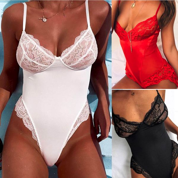 

дамы ремешками окунуться в полное кружева шеи комбинезон женские bodycon топы пижамы боди, Black;white