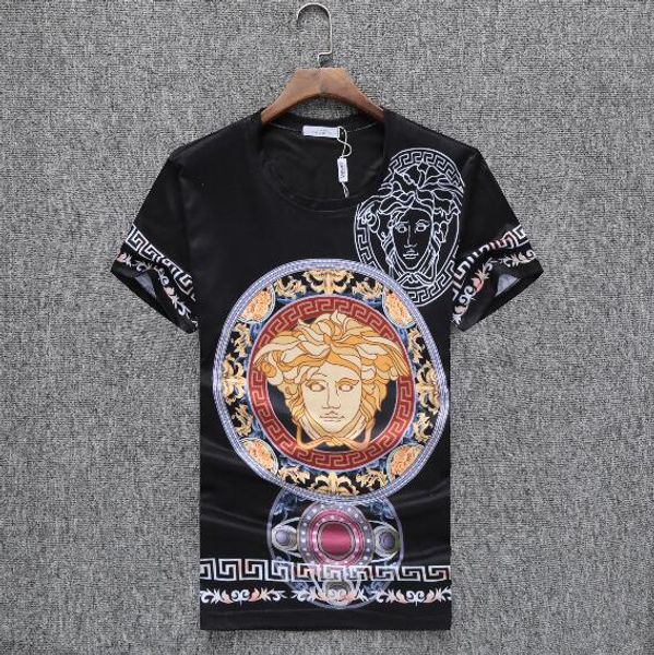 

spring summer luxury designers medusa t-shirts men's casual cotton tees shirts fashion printed tshirt men streetwear hip hop tee, Black;brown