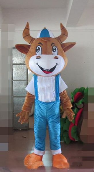 2019 de alta qualidade deluxe vaca trajes da mascote tema animado marrom gado cospaly mascote dos desenhos animados personagem halloween carnaval festa traje