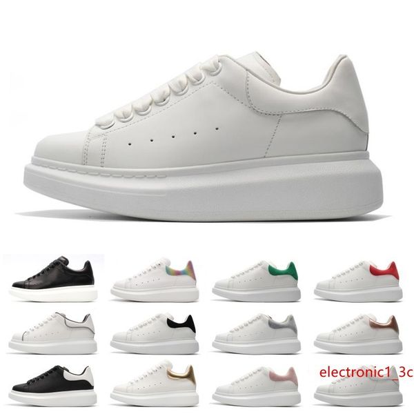 

2019 designer 3m reflective white black leather casual shoes for girl women men pink gold red fashion comfortable flat sneakers
