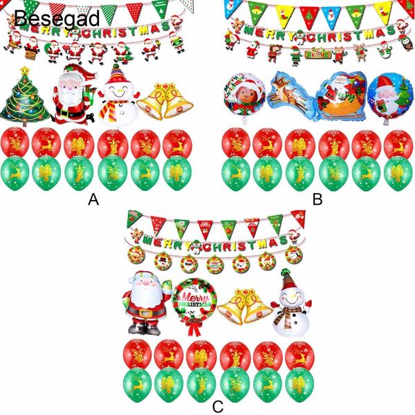 

behogar merry christmas xmas party decorations supplies set including balloons hanging garland banners flag bunting