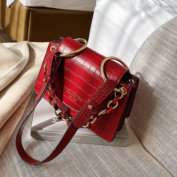 

shoulder bags for women 2020 new alligator pu leather chain handbag ladies small crossbody bags fashion messenger bag red