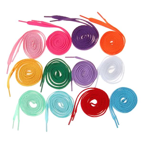

12 pairs nylon rainbow colored shoelaces multi-color flat shoe laces strings cords ropes sport shoes accessories for sneakers, Black