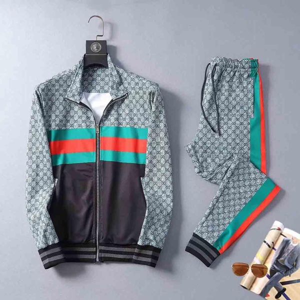 

2020 ad men sets hooded tracksuit track sweat suits three stripes male sweatsuit mens sporting suits mens clothing, Gray