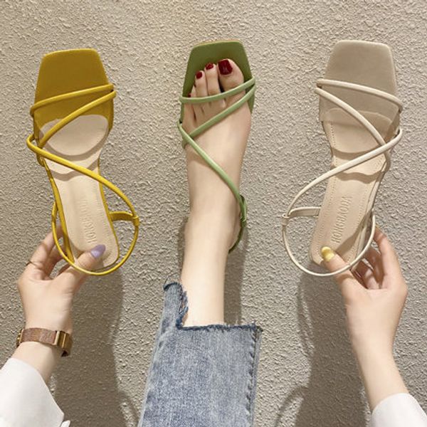 

sandals 2020 summer new versatile thick with roman temperament gentle women's shoes, Black