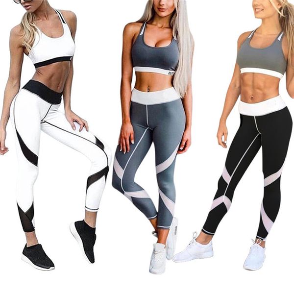 

2017 fitness yoga pants womens sport leggings women running tights pants elastic gym womens joggers pant, White;red