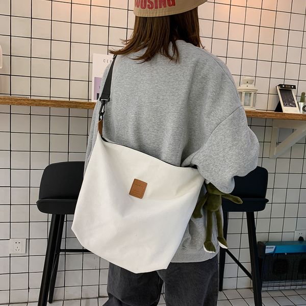 

hong kong style literary bag female 2020 new simple girl canvas shoulder bag korean fashion college style crossbody