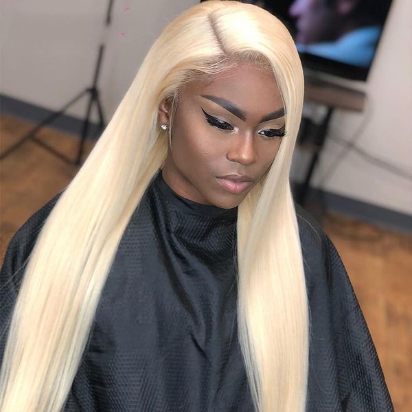

transparent 613 blonde glueless full lace human hair wigs pre plucked with baby hair straight colored for black woman