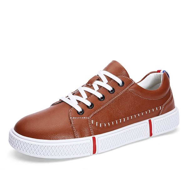 

men leather sneaker shoes outdoor spring autumn fashion men loafers shoes breathable light flats %, Black