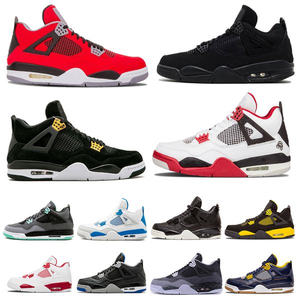 

new 4 4s men basketball shoes white cement pure money royalty thunder bred motosports blue sports sneakers shoes us 7-13