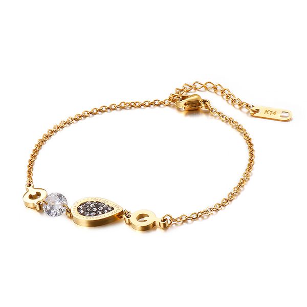 

shiny zircon geometrical bracelets fashion titanium steel jewelry for woman gift drop shipping, Black