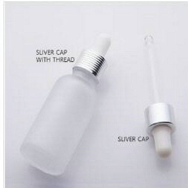 

15ml clear frosted glass dropper bottle cosmetic 20ml essential oil glass bottle with gold silver black cap