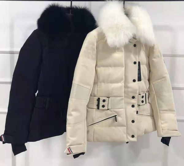 

new arrival ski winter jacket women short down jackets fur collar down coats waterproof warm lady down coat female, Black