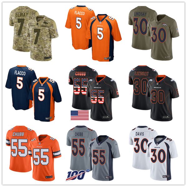 

denver custom bronco jerseys von miller joe flacco bradley chubb phillip lindsay john elway terrell davis men women youth football jersey, Black;red