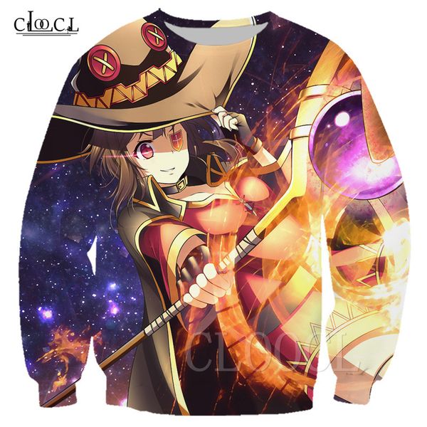 

аниме megumin konosuba фуфайки tracksuit косплей kawaii loli 3d печать повседневный мужчины женщины harajuku толстовка хип-хоп пуловеры, Black