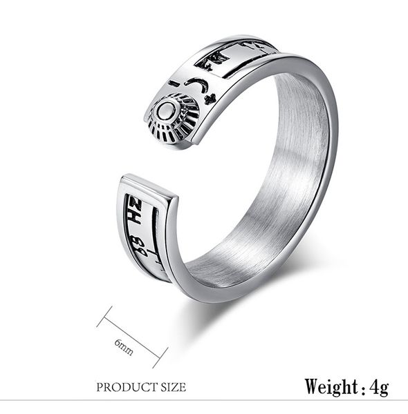 

creative titanium steel fifty-two hz whale rings for women men 52 hz frequency lonely whale radio rings opening finger jewelry, Silver