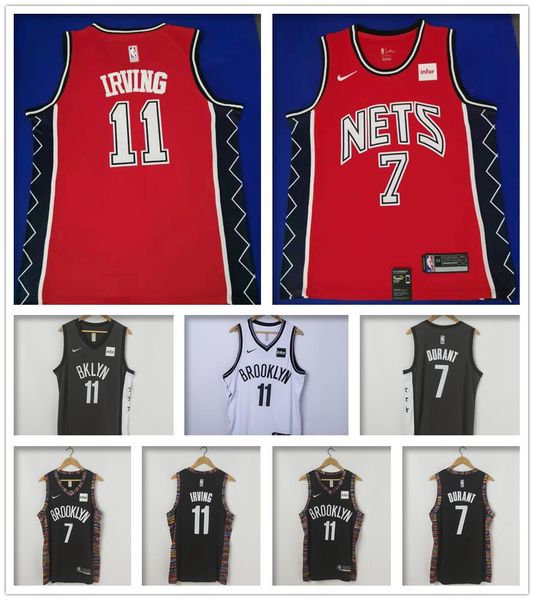 

men's net # kevin #7 durant kyrie #11 irving jersey brooklyns caris 22 levert 72 biggie the city shorts basketball jerseys, Black;red