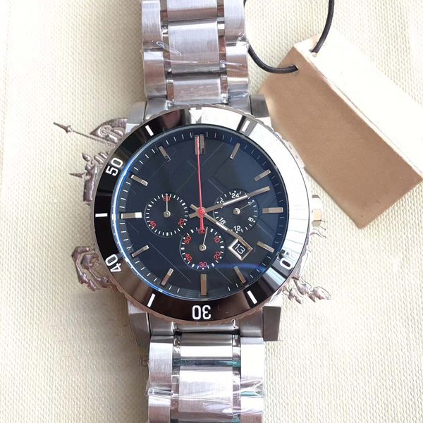 

new desigh 42mm british style dress mens watches quartz battery chrono men watch stainless steel bracelet wriswatches, Slivery;brown