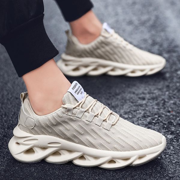 

men running shoes knit mesh hollow sole sneakers male breathable trainer light weight outdoor sports shoes plus size walking