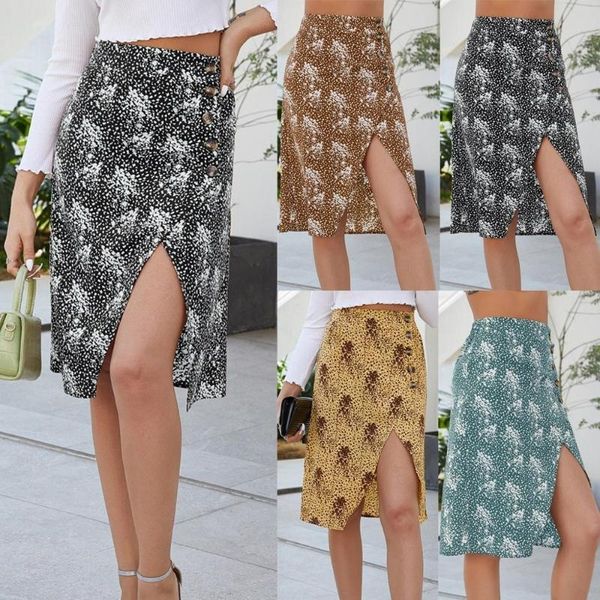 

fashion women floral skirt summer lady leisure high waist beach skirt, Black