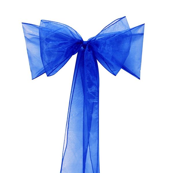 

50pcs pieces royal blue organza chair sashes bow cover banquet ing