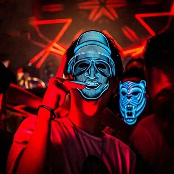 

маска для хэллоуина led maske light up маски для вечеринок maska cosplay sound activated мигающие огни для ночного клуба hip-hop маскарад
