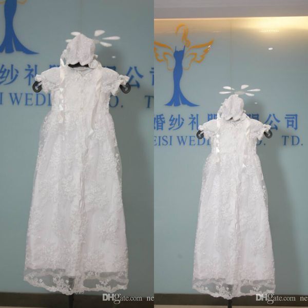 

2019 first communion dresses real image full lace appliques christening gowns princess kids dress clothes for baby girl, White