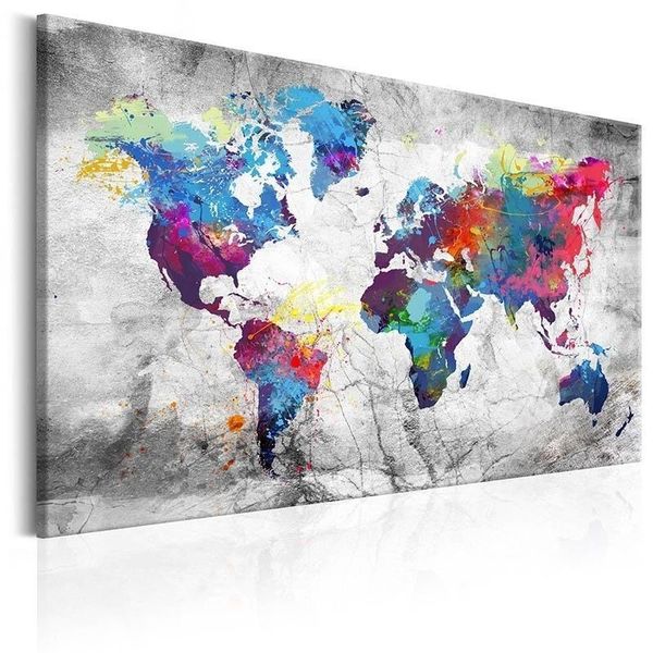 

unframed hd printed canvas painting map of the world poster home decoration wall pictures for living room wall art on canvas