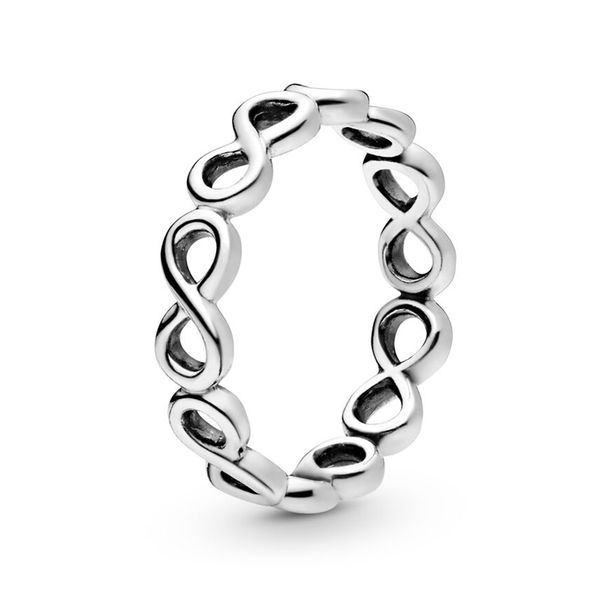 

authentic 925 sterling silver simple infinity band couples ring luxury designer jewelry women statement rings with pandora original gift box
