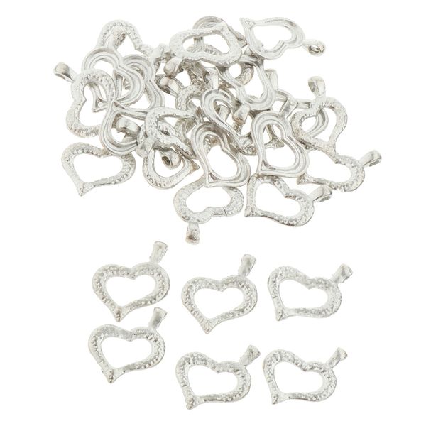 

30 pieces silver hollow love heart charms pendant for necklace bracelet diy, Black