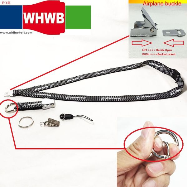 

2cm lattice airbus boeing airplane buckle lanyard crew id card holder snap clasp clip carabiner plaid sling string keychain