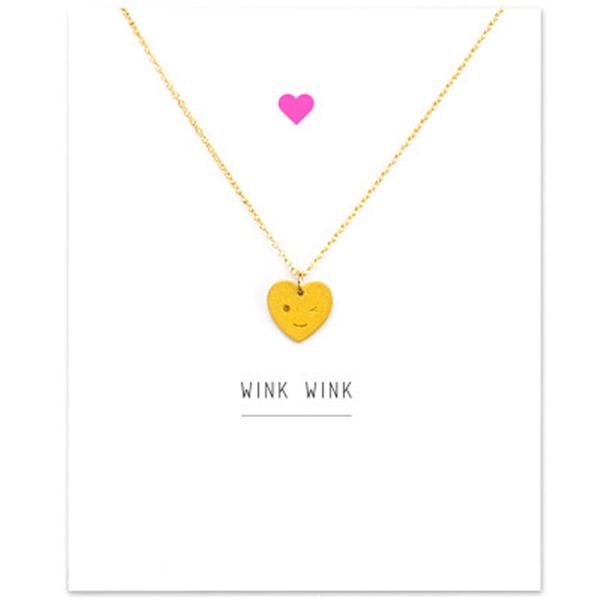 

мода сердце лицо ожерелье женщины минималистский ключицы цепи wink emoji колье ожерелья день святого валентина подарочная карта, Silver