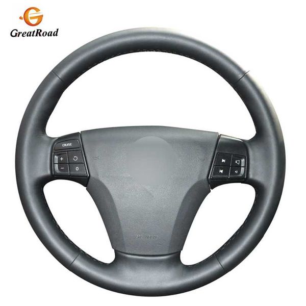 

black artificial leather car steering wheel cover for s40 2006-2012 v50 2005-2011