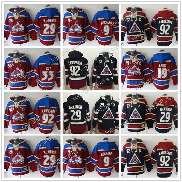 

mens colorado avalanche hoodie jersey19 joe sakic 29 nathan mackinnon 33 patrick roy hoody sweatshirts jerseys stitched custom any name, Black;red