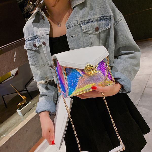 

jelly bag girls 2019 new handbag chains crossbody bag female ins shoulder summer laser flap fashion women's messenger