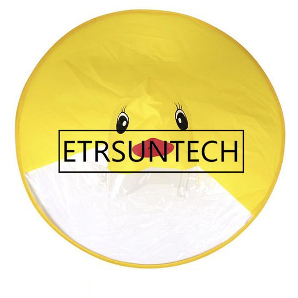 

50pcs cute kids ufo raincoat rain cover funny yellow duck raincoat umbrella poncho hands rainwear waterproof, Red;brown