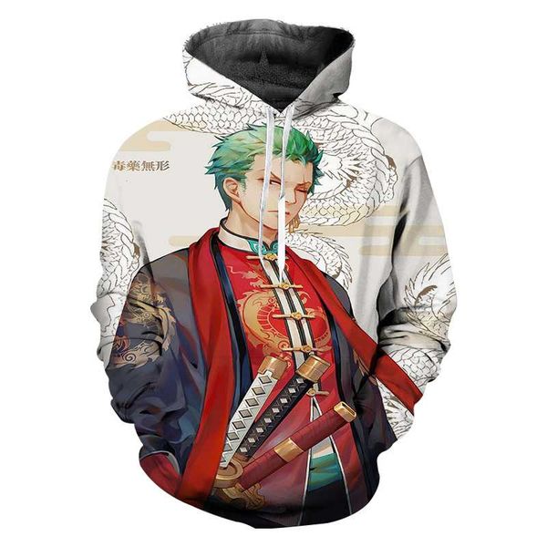 

one piece swordsman sweat homme 3d hoodies men sweatshirt hoody streetwear hoodies streetwear men anime hoodie, Black