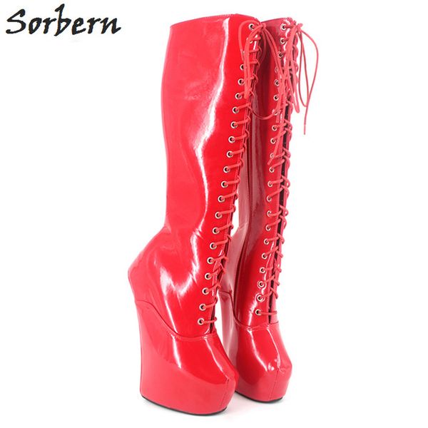 Sorbern Bdsm 20 Cm Extrema Sapatos de Salto Alto Das Senhoras Plataforma Mulheres Heelless 2018 Fetish Botas Longas Cores Personalizadas Sexy Botas