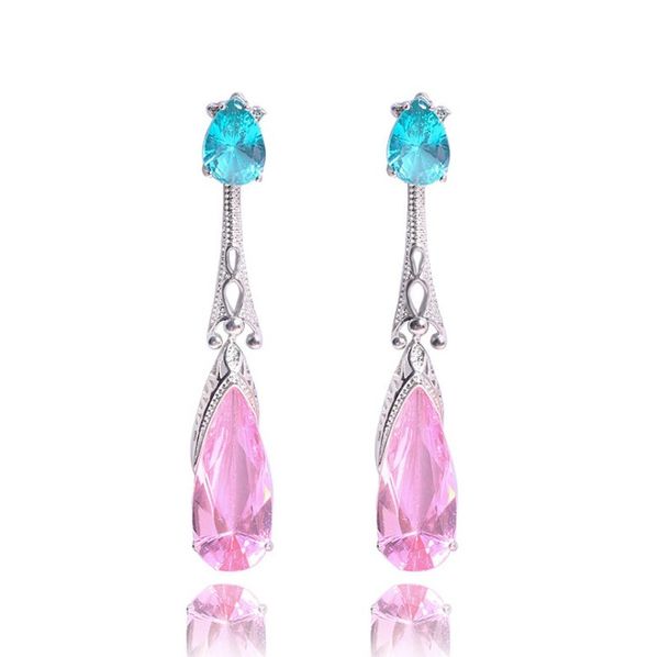 

10prs luckyshine water drop fire pink kunzite gems 925 silver cz vintage dangle earrings for holiday wedding party women