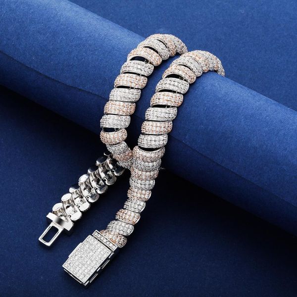 

iced out chains mens 14k gold cuban link hip hop jewelry luxury designer necklaces bling diamond tennis statemend lock necklace rapper boy, Silver