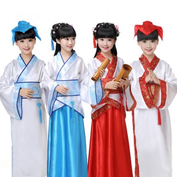 

chinese ancient student costume suits for children hanfu china style stage peformance for p studio halloween cosplay clothes, Black;red