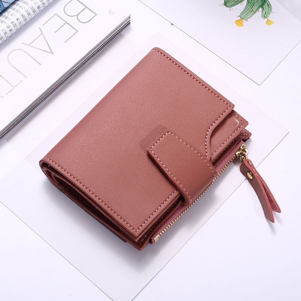 

women's short wallet korean version of the youth vertical zipper tri-fold card package multi-function three-fold coin purse, Red;black