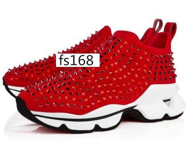 

men designer running red shoes krystal spike sock trainers bottom sneakers neoprene rivet sneaker for 2, Black