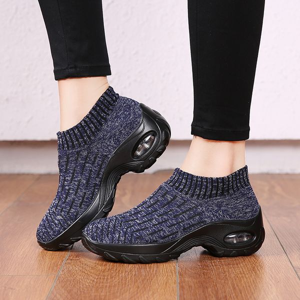 

mom new style athletic shoes selling shoes autumn woven socks plus size women's gauze casual shoe, Black