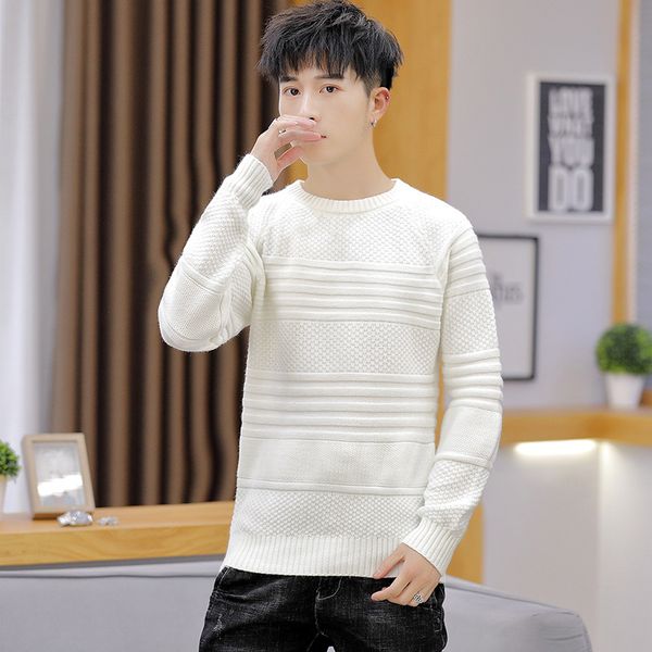 

white mens sweater beige green light blue black long sleeve winter o-neck casual pullovers new fashion mens sweaters, White;black