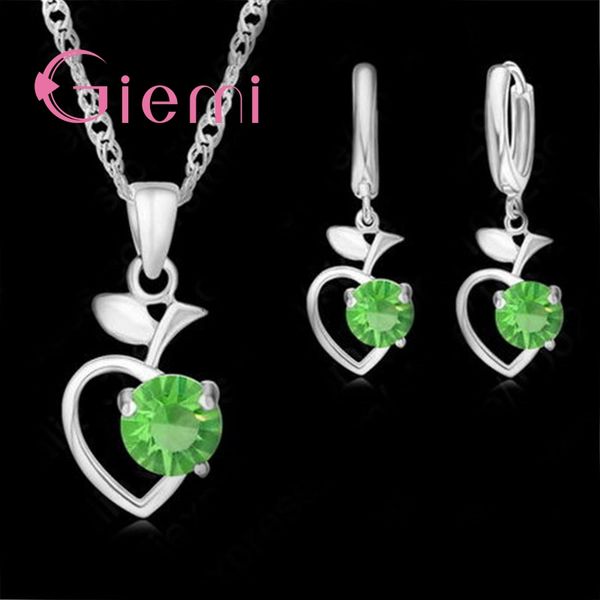 

charms heart shiny pattern/big rhinestone love heart pendant jewelry sets for women girls birthday party gifts, Silver