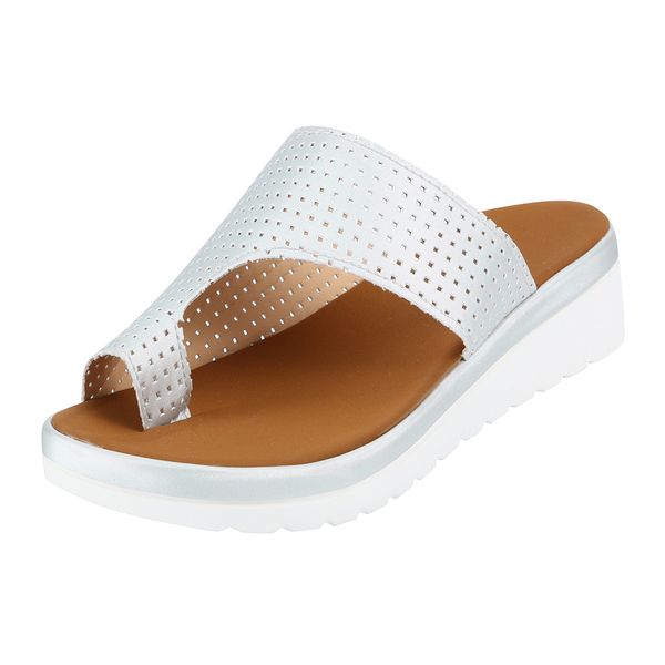 

women flip flop summer breathable hole design slipper thick bottomed sandal shoes wedge heel sandals clip toe summer beach shoes, Black