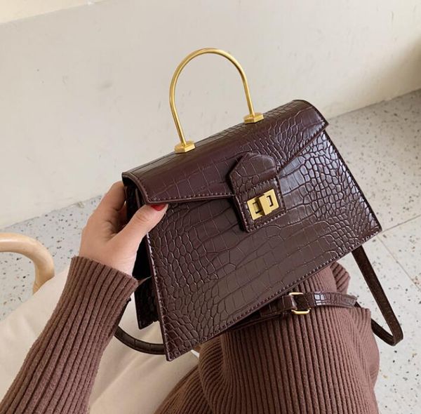 

designer women senior handbags fashion alligator shoulder bags metal hand ring crossbody women bags new style bag high quality