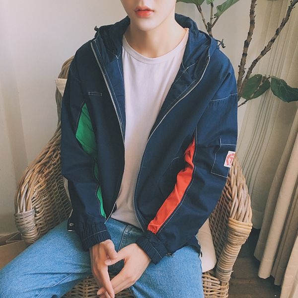 

men jacket hoodie streetwear patchwork hip hop mens bomber jackets streetwear color block korean style clothing, Black;brown