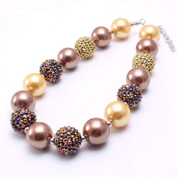Collana di perline per ragazze Collana di perle di strass grosse color oro moda per accessori per gioielli fatti a mano per bambini